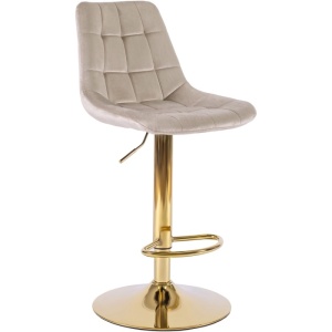 SCAUN BAR, ARTIM MEBLE, REALIZAT DIN CATIFEA SI METAL, CULOARE BEJ/AURIU, STIL MODERN - Img 2