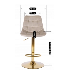 SCAUN BAR, ARTIM MEBLE, REALIZAT DIN CATIFEA SI METAL, CULOARE BEJ/AURIU, STIL MODERN - Img 7