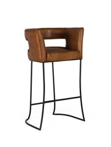 SCAUN BAR, FABRICAT DIN PIELE NATURALA SI CADRUL DIN METAL, CULOARE CONIAC, ARTIM GROUP SELECTION