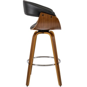 SCAUN BAR ROTATIV, ARTIM MEBLE, REALIZAT DIN PIELE ECO, FURNIR, LEMN SI METAL, CULOARE NUC, NEGRU/NATUR, STIL MODERN - Img 4