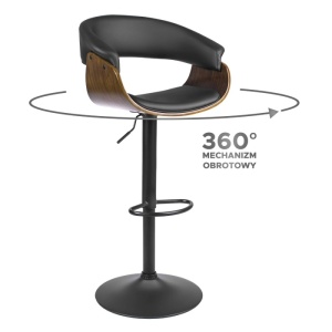 SCAUN BAR ROTATIV, ARTIM MEBLE, REALIZAT DIN PIELE ECO, FURNIR SI METAL, CULOARE NUC/NEGRU, STIL MODERN - Img 9