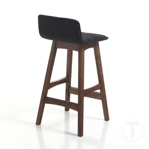 SCAUN BAR, VARM 84CM, NUC, CADRUL DIN LEMN SI STOFA GRI, STIL MODERN, COD 3691 - Img 3