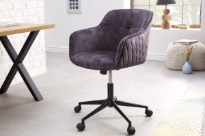 SCAUN BIROU AJUSTABIL, EUPHORIA, COD 40865, DIN METAL SI CATIFEA GRI INCHIS - Img 1