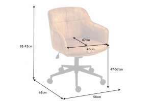 SCAUN BIROU AJUSTABIL, EUPHORIA, COD 40866, DIN METAL SI CATIFEA GALBEN MUSTAR - Img 7