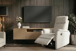 SCAUN CINEMA, HOLLYWOOD, REGLABIL ELECTRIC, REALIZAT DIN MATERIAL TEXTIL DE CULOARE BEJ, INVICTA INTERIOR