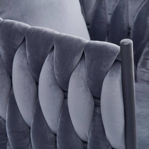 SCAUN CONFORTABIL AVATAR 2, GRI/NEGRU, TAPITERIE DIN CATIFEA SI PICIOARE DIN METAL, STIL MODERN - Img 8