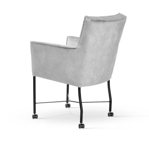 SCAUN CU ROTI CORVUS WHEELS, GRI/NEGRU, TAPITERIE DIN CATIFEA SI PICIOARE DIN METAL, STIL MODERN, ATR - Img 5