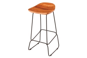SCAUN DE BAR 85CM, MAMMUT, DIN LEMN MASIV SI METAL, DESIGN INDUSTRIAL