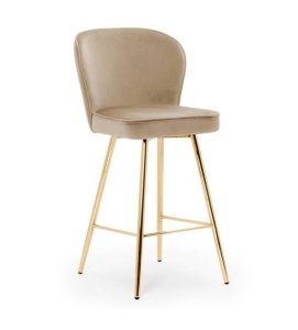 SCAUN DE BAR AINE 60, BEJ/AURIU, STIL MODERN, CONFECTIONAT DIN METAL SI CATIFEA