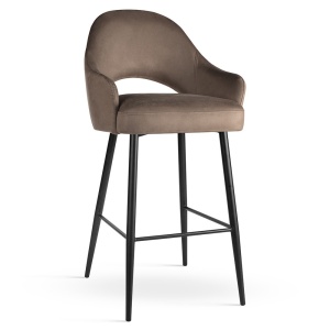 SCAUN DE BAR AINE SUPREME M 60 CM, BEJ/NEGRU, TAPITERIE DIN TEXTIL, SPUMA, ARCURI SI METAL, STIL MODERN