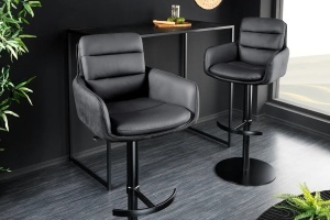 SCAUN DE BAR, BIG GEORGE, PIELE, MICROFIBRA SI METAL, CULOARE ANTRACIT, ARTIM GROUP SELECTION