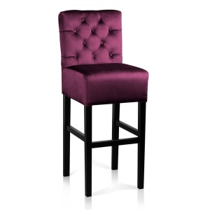 SCAUN DE BAR CHESTER 60, BORDO/NEGRU, CONFECTIONAT DIN LEMN DE FAG SI CATIFEA