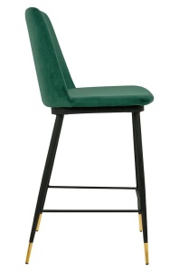 SCAUN DE BAR DIEGO 65 VERDE/NEGRU/AURIU, CU TAPITERIE DIN CATIFEA - Img 2