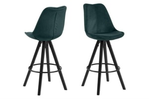 SCAUN DE BAR DIMA VERDE/NEGRU, CU TAPITERIE DIN CATIFEA, B2 - Img 1