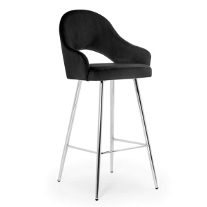 SCAUN DE BAR GODA 70, NEGRU/CROM, STIL MODERN