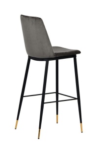 SCAUN DE BAR GRI INCHIS, CU TAPITERIE DIN CATIFEA SI METAL, DIEGO 65, STIL MODERN - Img 2