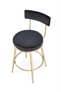 SCAUN DE BAR H-115, NEGRU/AURIU, TAPITAT CU CATIFEA, STIL MODERN, HALMAR - Img 1