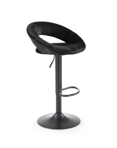 SCAUN DE BAR H102, NEGRU/NEGRU, TAPITERIE DIN CATIFEA SI PICIOARE DIN METAL, STIL MODERN - Img 1
