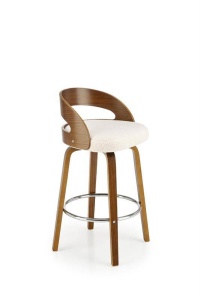 SCAUN DE BAR H110, CREM/NUC/CROM, TAPITERIE BOUCLE SI PICIOARE DIN LEMN SI METAL, STIL MODERN - Img 1
