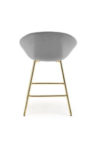 SCAUN DE BAR H112, GRI/AURIU, TAPITERIE DIN CATIFEA SI PICIOARE DIN METAL, STIL MODERN - Img 5