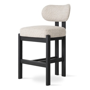 SCAUN DE BAR, ISOLA M, BEJ/NEGRU, TAPITERIE DIN TEXTIL, SPUMA, ARCURI SI LEMN DE FAG, STIL MODERN