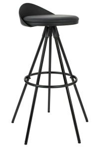 SCAUN DE BAR LANZA NEGRU, 76, CONFECTIONAT DIN METAL SI PIELE ECOLOGICA, STIL MODERN