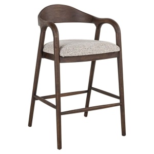 SCAUN DE BAR MIHARA MOCCA FANCY, 214171, CONFECTIONAT DIN POLIESTER, LEMN MASIV SI SPUMA, MOCA/MARO, STIL MODERN