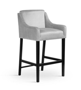 SCAUN DE BAR MILO, 60 CM, GRI/NEGRU, TAPITERIE DIN CATIFEA SI PICIOARE DIN LEMN DE FAG, STIL MODERN