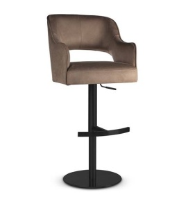 SCAUN DE BAR PIVOTANT MERCY SUPREME PUMP, BEJ INCHIS/NEGRU, TAPITERIE DIN CATIFEA SI PICIOR DIN METAL, STIL MODERN