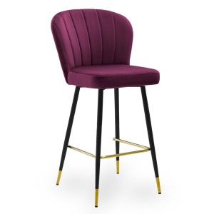 SCAUN DE BAR SHELLY 60, BORDO/AURIU/NEGRU, STIL MODERN, CONFECTIONAT DIN METAL SI CATIFEA