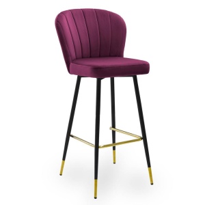 SCAUN DE BAR SHELLY 70, BORDO/AURIU/NEGRU, STIL MODERN