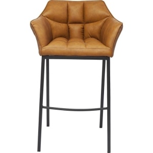 SCAUN DE BAR THINKTANK 2, CONFECTIONAT DIN PIELE ECOLOGICA SI METAL, MARO/NEGRU, STIL MODERN - Img 3
