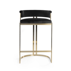 SCAUN DE BAR VEGAS, 60 CM, NEGRU/AURIU MAT, TAPITERIE DIN CATIFEA SI PICIOARE DIN METAL, STIL MODERN - Img 2