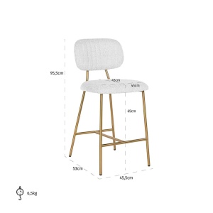 SCAUN DE BAR XENIA WHITE BOUCLÉ 65 ALB/AURIU, CU TAPITERIE DIN TEXTIL, B2 - Img 5