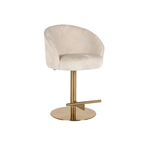 SCAUN DE BAR ZABI WHITE CHENILLE/AURIU, CONFECTIONAT DIN 100% POLIESTER, METAL SI LEMN, STIL MODERN RICHMOND INTERIORS