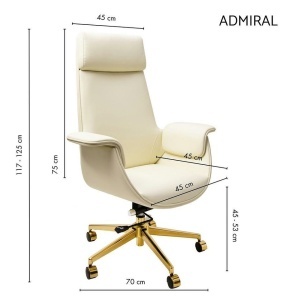 SCAUN DE BIROU DE LUX, ARTIM ADMIRAL, REALIZAT PIELE ECO DE CALITATE SI METAL, CULOARE ECRU/AURIU, STIL MODERN - Img 16