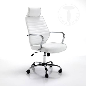 SCAUN DE BIROU, EVOLUTION ALB/NEGRU, STIL MODERN, METAL SI PIELE ECO, COD 2650