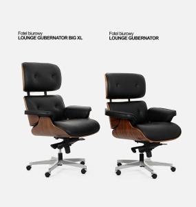 SCAUN DE BIROU LOUNGE, PIELE NATURALA ITALIANA SI LEMN DE NUC, CULOARE NEGRU/NUC, STIL EAMES - Img 4