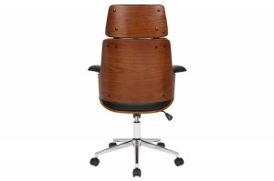 SCAUN DE BIROU, MANHATTAN, SAMPANIE, PIELE ECO SI LEMN NUC, COD 44195, DESIGN MODERN - Img 4