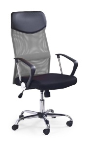 SCAUN DE BIROU VIRE, GRI/NEGRU/CROM, TAPITERIE DIN STOFA/PLASA SI PICIOARE DIN METAL, STIL MODERN - Img 1