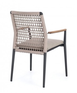 SCAUN DE GRADINA MADDOX BEJ, CONFECTIONAT DIN ALUMINIU, LEMN DE TEC SI TEXTIL, STIL MODERN - Img 3
