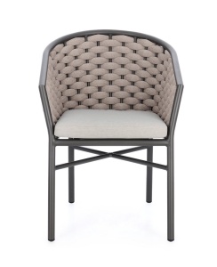SCAUN DE GRADINA MARGALIDA, ANTRACIT/BEJ, CONFECTIONAT DIN ALUMINIU, TEXTIL SI POLIESTER, STIL MODERN - Img 3