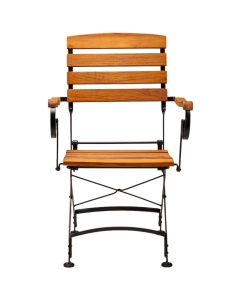 SCAUN DE TERASA LARA GRAND 01 CU BRATE PLIABIL, REALIZAT DIN METAL SI LEMN, CULOARE NEGRU/NATUR, PENTRU UZ COMERCIAL, ARTIM GROUP SELECTION