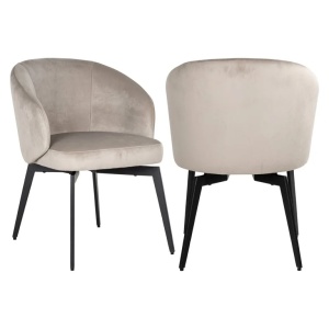 SCAUN DINING AMPHARA KAKI VELVET/NEGRU, S4594, CONFECTIONAT DIN 100% POLIESTER, SPUMA, LEMN SI OTEL INOXIDABIL, RICHMOND INTERIORS