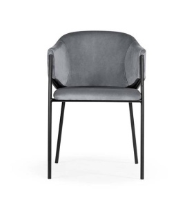 SCAUN DINING ANTALA, GRI/NEGRU, TAPITERIE DIN CATIFEA SI PICIOARE DIN METAL, STIL MODERN, ATR - Img 2