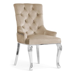 SCAUN DINING AUGUST GLAMOUR, BEJ/CROM, STIL CHESTERFIELD
