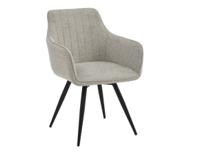 SCAUN DINING BALLO BREGO, BEJ 31/NEGRU MAT, TAPITERIE DIN STOFA BREGO SI PICIOARE DIN METAL, STIL MODERN