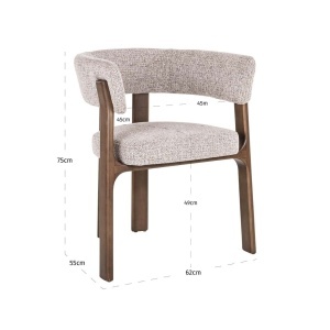 SCAUN DINING CONTIGO MOCCA FANCY, 214061, CONFECTIONAT DIN POLIESTER, LEMN MASIV SI SPUMA, BEJ/MARO, STIL MODERN - Img 6