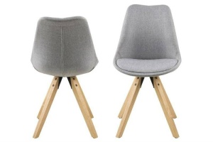 SCAUN DINING DIMA, GRI DESCHIS/NEGRU, DIN TEXTIL SI LEMN, STIL SCANDINAV B2 - Img 2