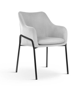 SCAUN DINING ENZO, GRI/NEGRU, TAPITERIE DIN CATIFEA SI PICIOARE DIN METAL, STIL MODERN